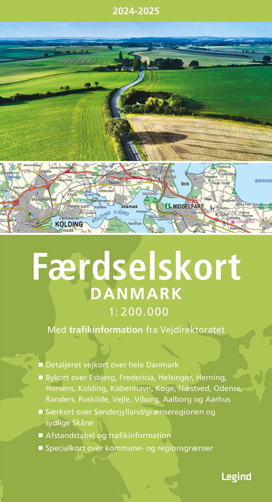 Cover for Færdselskort Danmark 2024-2025 (Spiral Book) [35. Painos] (2024)