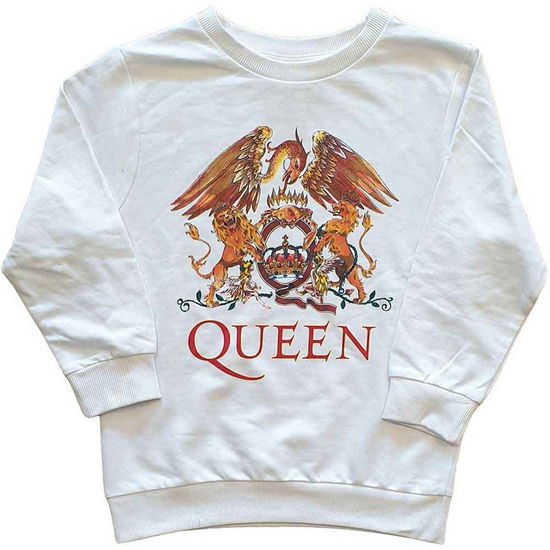 Cover for Queen · Queen Kids Sweatshirt: Classic Crest (White) (5-6 Years) (CLOTHES) [size 5-6yrs] [White - Kids edition] (2021)