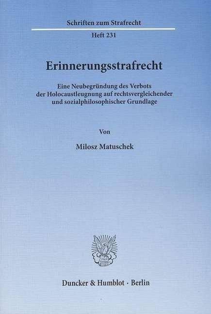 Cover for Matuschek · Erinnerungsstrafrecht (Book) (2012)