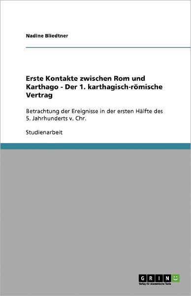 Cover for Bliedtner · Erste Kontakte zwischen Rom u (Book) [German edition] (2007)