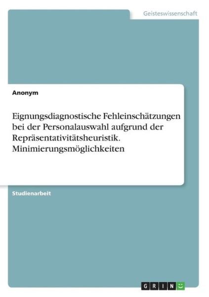 Cover for Anonym · Eignungsdiagnostische Fehleinsch (Bok) (2016)