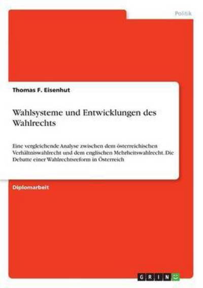 Cover for Eisenhut · Wahlsysteme und Entwicklungen (Bog) (2016)