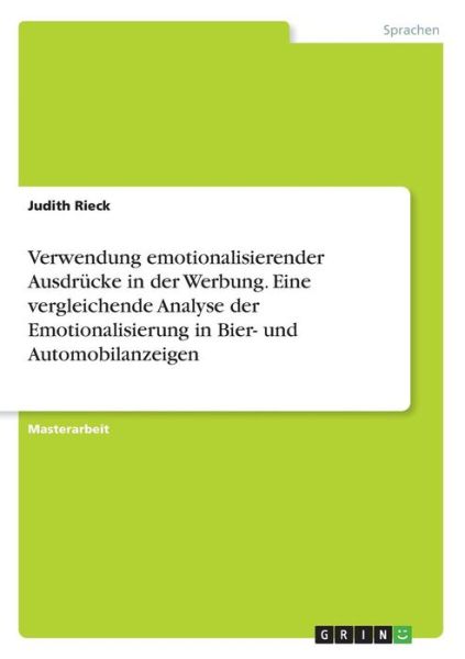 Cover for Rieck · Verwendung emotionalisierender Au (Book) (2017)