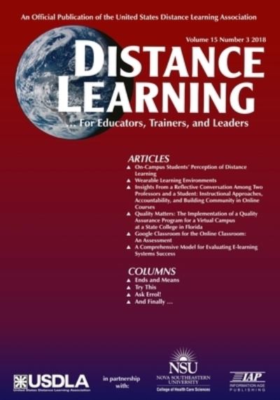 Cover for Michael Simonson · Distance Learning Volume 15 Issue 3 2018 (Paperback Book) (2019)