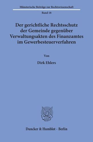 Cover for Ehlers · Der gerichtliche Rechtsschutz de (Bog) (1986)