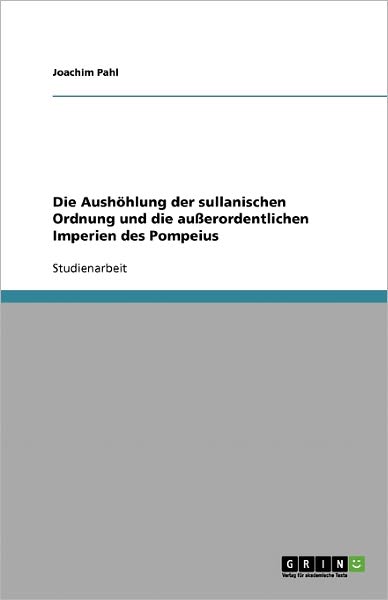 Cover for Pahl · Die Aushöhlung der sullanischen Or (Book) [German edition] (2007)