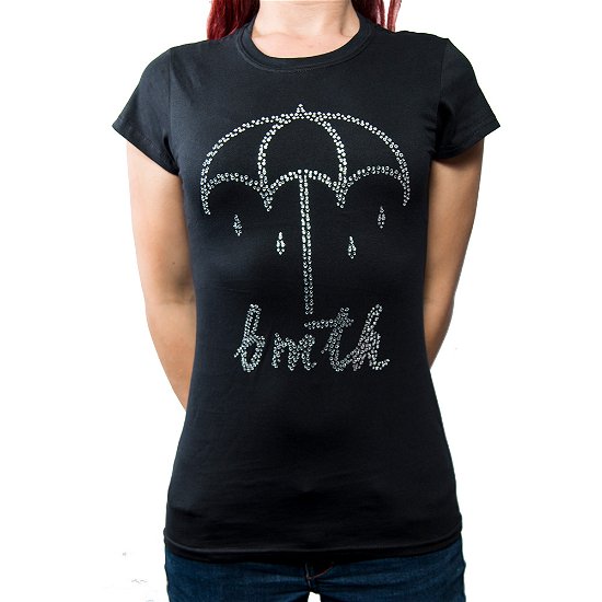 Bring Me The Horizon Ladies Embellished T-Shirt: Umbrella (Diamante) - Bring Me The Horizon - Fanituote - Bravado - 5055979958338 - 