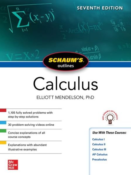 Cover for Elliott Mendelson · Schaum's Outline of Calculus, Seventh Edition (Paperback Book) (2021)