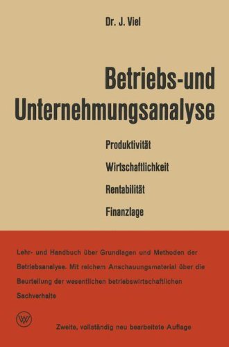 Cover for Viel · Betriebs- Und Unternehmungsanalyse (Pocketbok) [2nd 2. Aufl. 1958. Softcover Reprint of the Origin edition] (1958)