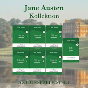 Jane Austen Kollektion Softcover (Bücher + 7 MP3 Audio-CDs) - Lesemethode von Ilya Frank - Zweisprachige Ausgabe Englisch-Deutsch - Jane Austen - Livros - EasyOriginal Verlag - 9783991127338 - 30 de setembro de 2023