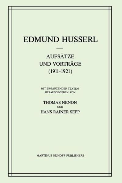 Cover for Edmund Husserl · Aufsatze Und Vortrage (1911-1921) - Husserliana: Edmund Husserl - Gesammelte Werke (Pocketbok) [1987 edition] (2011)