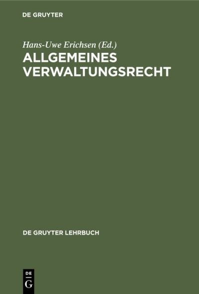 Cover for Hans Uwe Erichsen · Allgemeines Verwaltungsrecht (Inbunden Bok) [2nd edition] (1998)