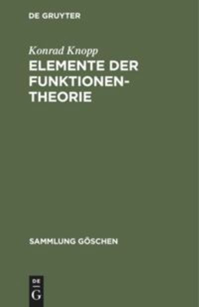 Cover for Konrad Knopp · Elemente der Funktionentheorie (Hardcover Book) (1963)