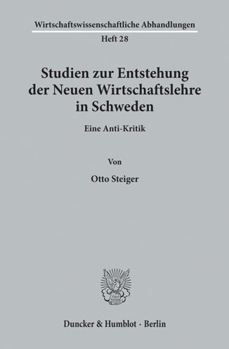 Cover for Steiger · Studien zur Entstehung der Neue (Book) (1971)