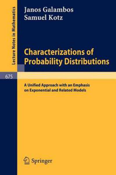 Cover for Janos Galambos · Characterizations of Probability Distributions - Lecture Notes in Mathematics (Paperback Book) (1978)