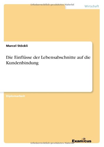 Die Einflusse der Lebensabschnitte auf die Kundenbindung - Marcel Stoeckli - Kirjat - Examicus Verlag - 9783867467339 - tiistai 6. maaliskuuta 2012