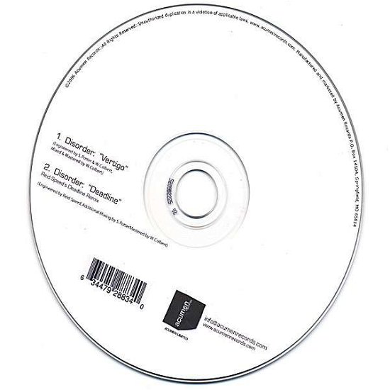 Vertigo Single - Disorder - Musik - Acumen Records - 0634479288340 - 25. April 2006
