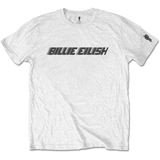 Billie Eilish Unisex T-Shirt: Black Racer Logo (Sleeve Print) - Billie Eilish - Marchandise - MERCHANDISE - 5056170683340 - 21 janvier 2020