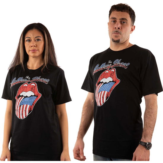 The Rolling Stones Unisex T-Shirt: USA Tongue (Embellished) - The Rolling Stones - Merchandise -  - 5056561043340 - 