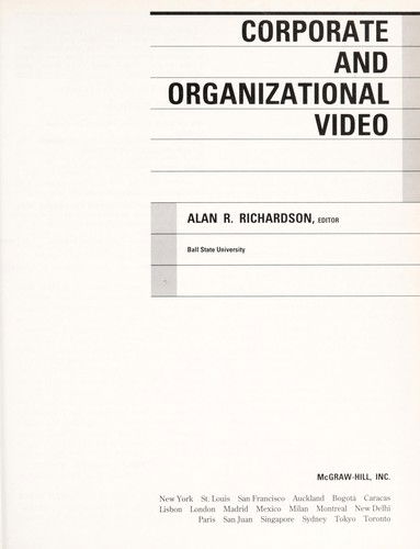 Cover for Alan Richardson · Corporate and Organizational Video (Mcgraw-hill Series in Mass Communication) (Hardcover Book) (1992)