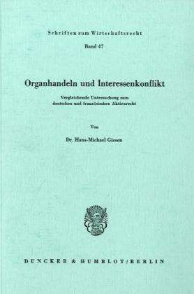 Cover for Giesen · Organhandeln und Interessenkonfl (Bok) (1984)