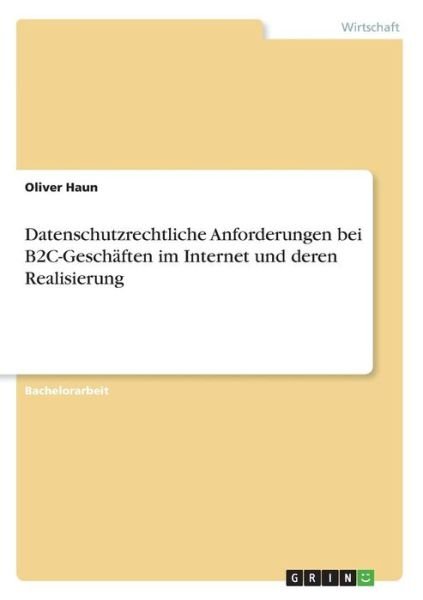 Cover for Haun · Datenschutzrechtliche Anforderunge (Book)