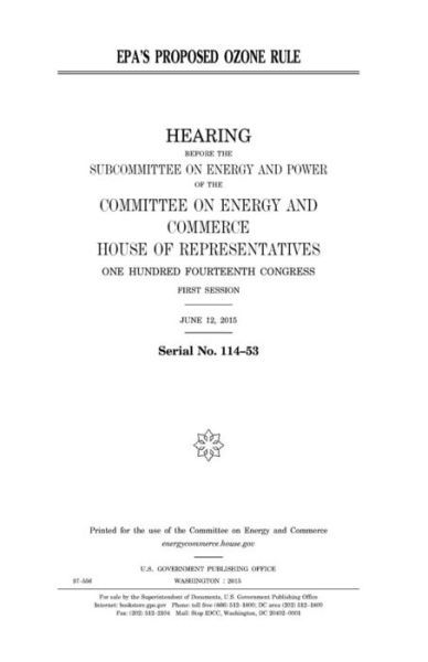 Cover for United States Congress · EPA?s proposed ozone rule (Paperback Book) (2017)