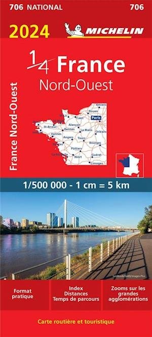 Northwestern France 2024 - Michelin National Map 706: Map - Michelin - Books - Michelin Editions des Voyages - 9782067261341 - January 18, 2024
