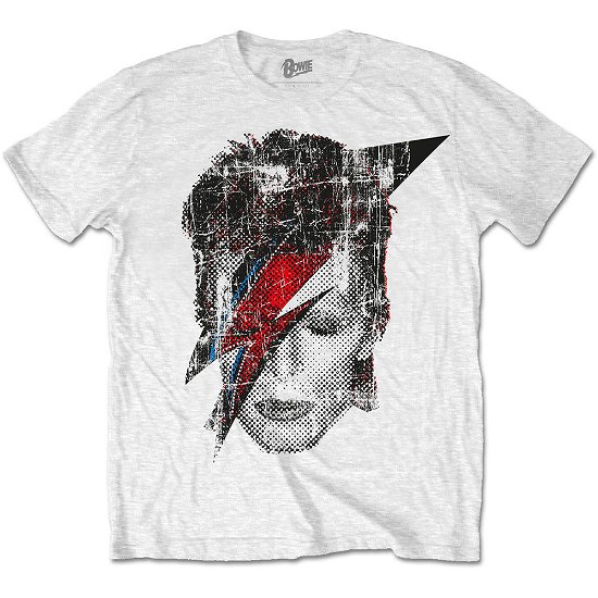 David Bowie Unisex T-Shirt: Halftone Flash Face - David Bowie - Marchandise - Bravado - 5056170605342 - 