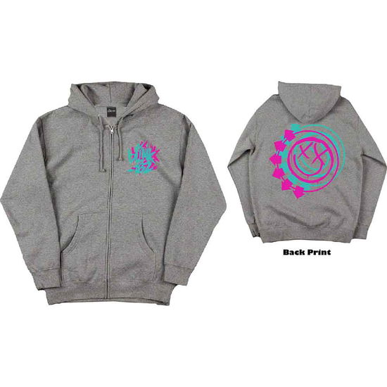 Cover for Blink-182 · Blink-182 Unisex Zipped Hoodie: Double Six Arrow Smile (Back Print) (Hoodie) [size XXL] [Grey - Unisex edition]