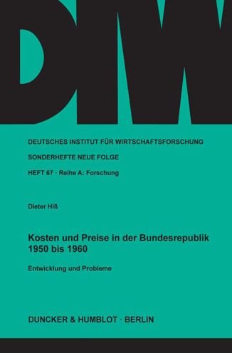 Cover for Hiß · Kosten und Preise in der Bundesrepu (Book) (1964)