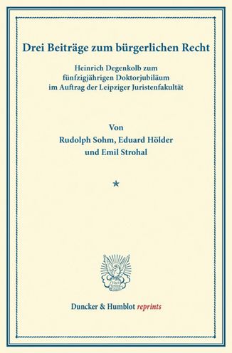 Cover for Sohm · Drei Beiträge zum bürgerlichen Rec (Book) (2013)