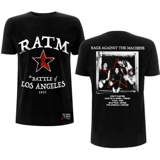 Cover for Rage Against The Machine · Rage Against The Machine Unisex T-Shirt: Battle Star (Back Print) (T-shirt) [size S] [Black - Unisex edition] (2020)