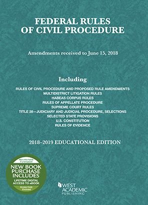 Cover for Publisher's Editorial Staff · Federal Rules of Civil Procedure, Educational Edition, 2018-2019 - Selected Statutes (Pocketbok) (2018)