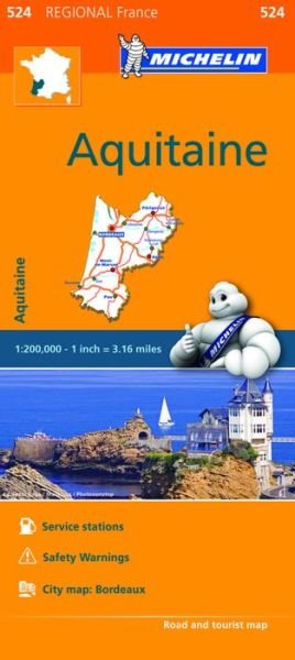 Aquitaine - Michelin Regional Map 524: Map - Michelin - Livros - Michelin Editions des Voyages - 9782067209343 - 7 de março de 2016