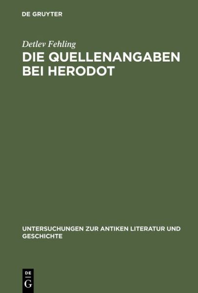 Cover for Fehling · Die Quellenangaben bei Herodot (Book) (1971)