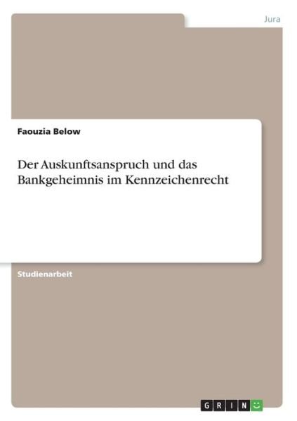 Cover for Below · Der Auskunftsanspruch und das Ban (Book)