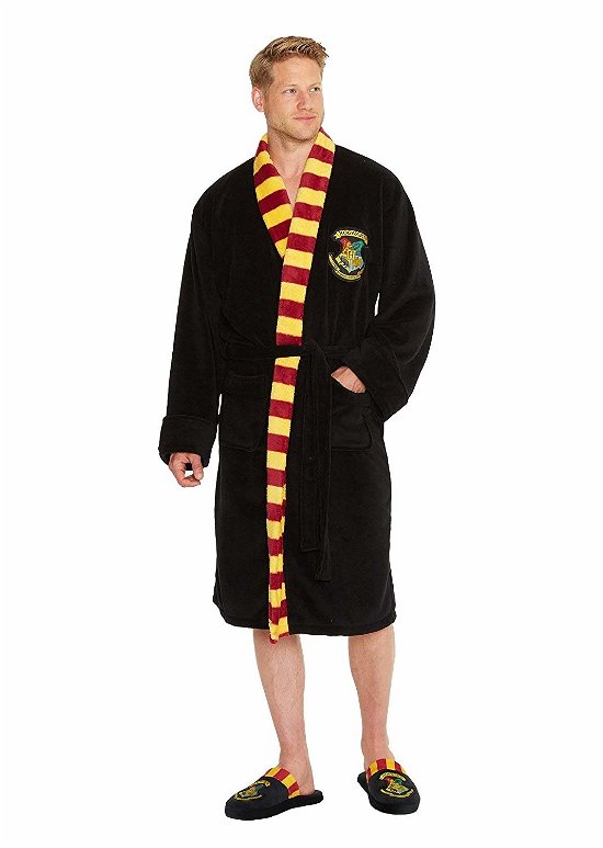 Harry Potter - Robe - Hogwarts Mens Black Fleece with Scarf Detail No Hood - Groovy UK - Merchandise -  - 5055437916344 - February 7, 2019