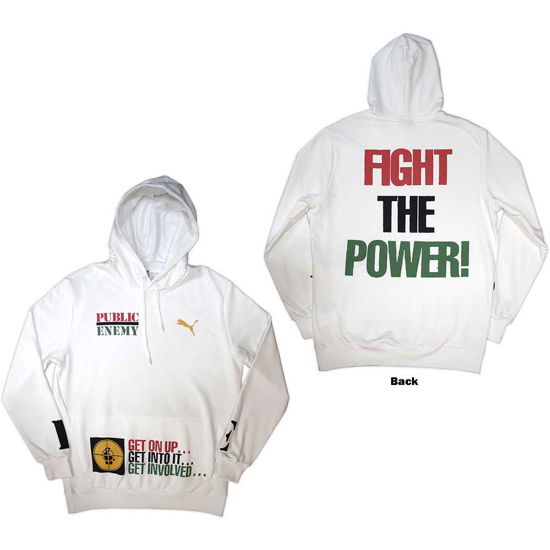Cover for Public Enemy · Public Enemy Unisex Pullover Hoodie: Fight The Power (Back Print) (Hoodie) [size XL] [White - Unisex edition]