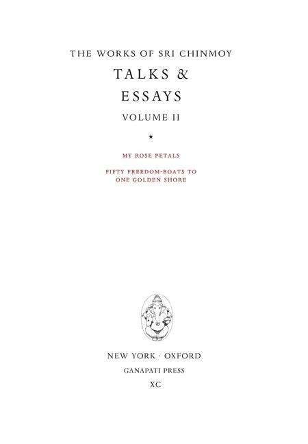 Cover for Sri Chinmoy · Talks &amp; essays part II (Innbunden bok) (2021)