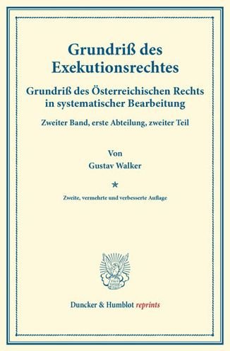 Cover for Walker · Grundriß des Exekutionsrechtes. (Bok) (2014)