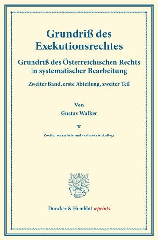 Cover for Walker · Grundriß des Exekutionsrechtes. (Bok) (2014)