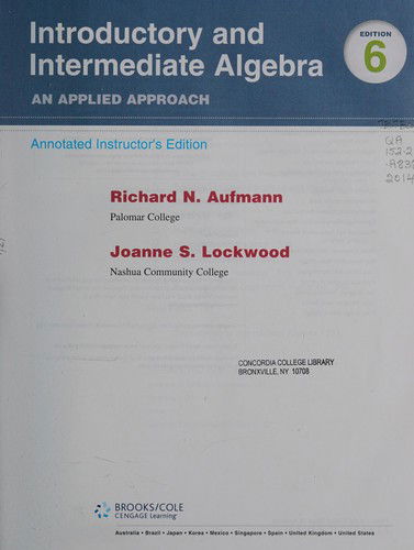 Cover for Barker Lockwood Aufmann · Aie for Introductory Interme (Paperback Book) (2013)