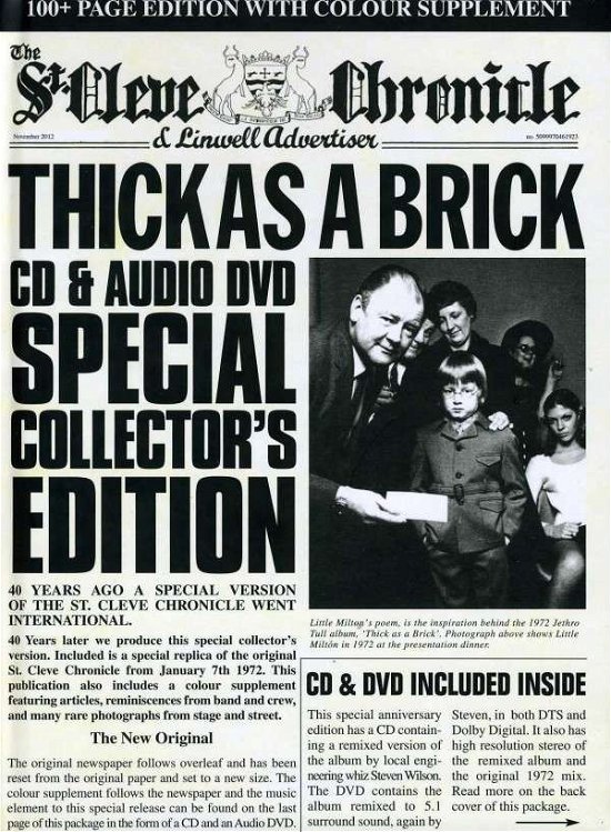 Cover for Jethro Tull · Thick As a Brick (40th Anniversary) (W/dvd) (Aniv) (DVD) (2012)