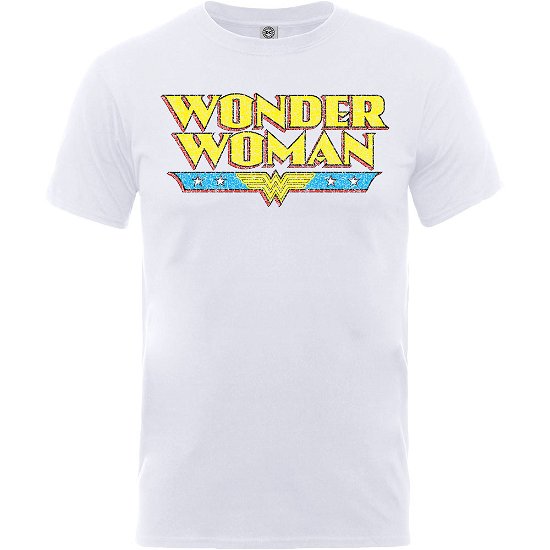 Cover for DC Comics · DC Comics Unisex Tee: Wonder Woman Logo Crackle (Klær) [size S] [White - Unisex edition]