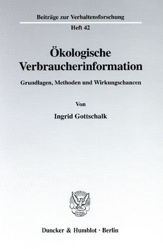 Ökologische Verbraucherinfor - Gottschalk - Bøger -  - 9783428095346 - 14. maj 2001