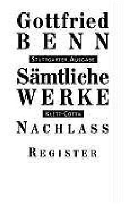 Cover for Gottfried Benn · SÃ¤mtl.werke,stuttg.ausg.7/2 (Book)