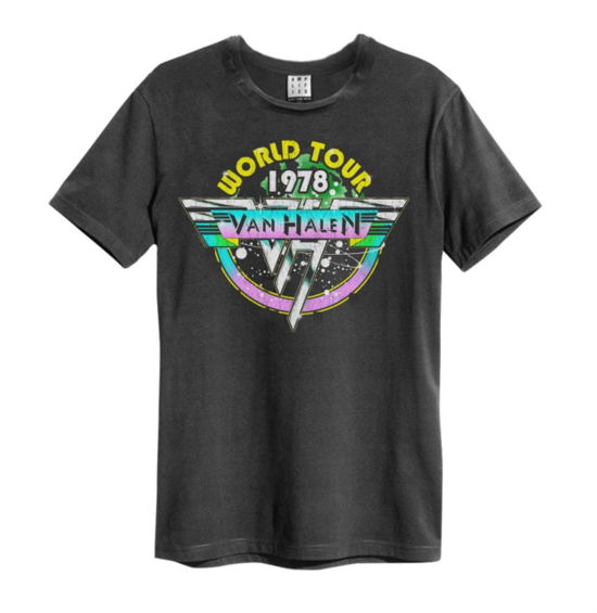 Van Halen World Tour 78 Amplified Vintage Charcoal Medium T Shirt - Van Halen - Produtos - AMPLIFIED - 5054488394347 - 5 de maio de 2022