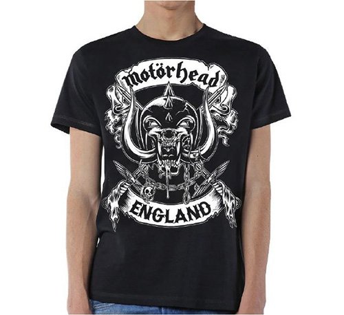Motorhead Unisex T-Shirt: Crossed Swords England Crest - Motörhead - Fanituote - Global - Apparel - 5055979996347 - torstai 16. tammikuuta 2020