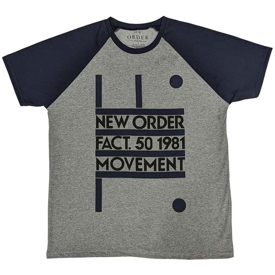 New Order Unisex Raglan T-Shirt: Movement - New Order - Koopwaar -  - 5056737210347 - 